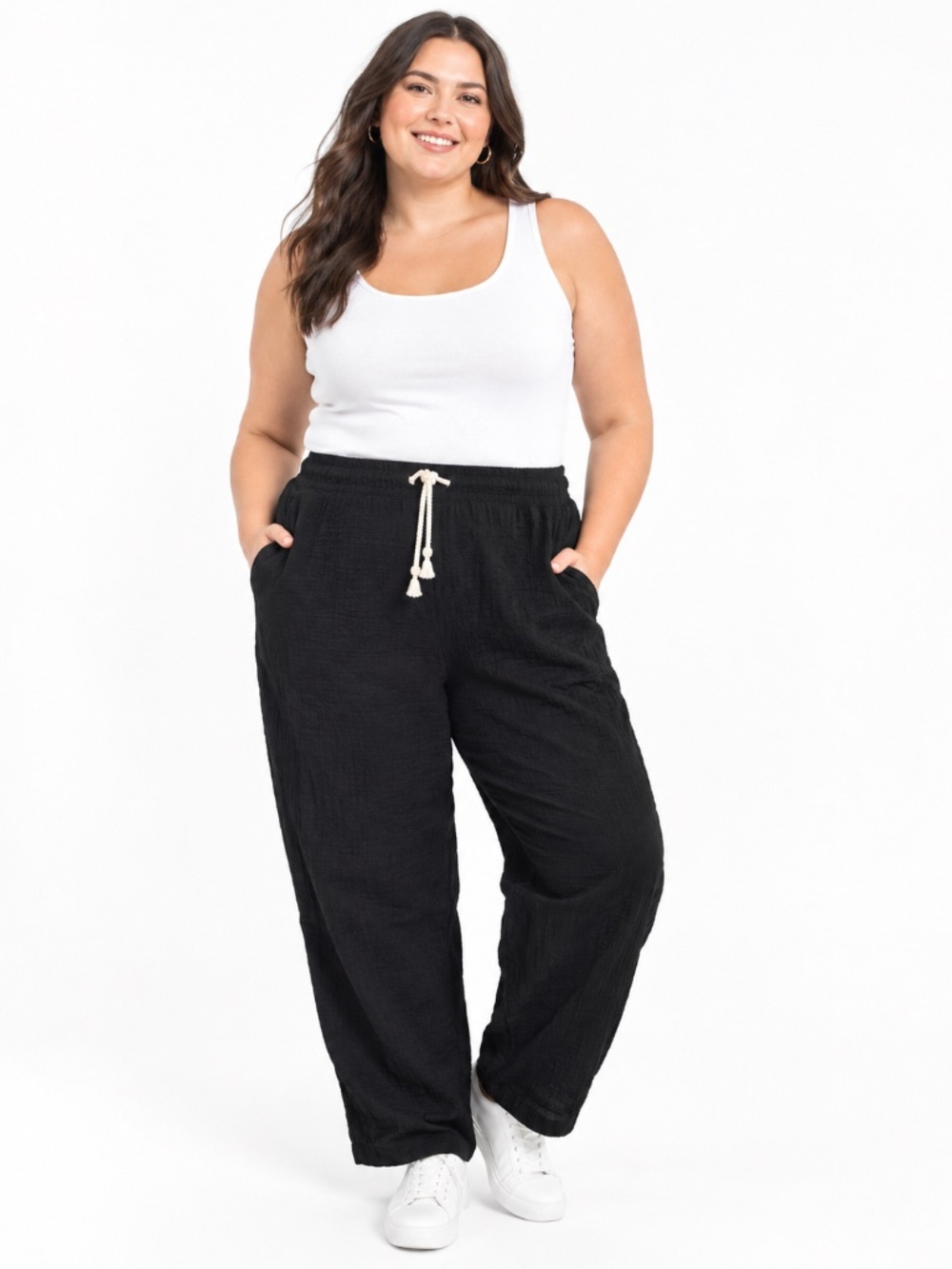 Old Navy Women's 3X Jogging Pants - Black High Waisted Textured Soft w/Pockets